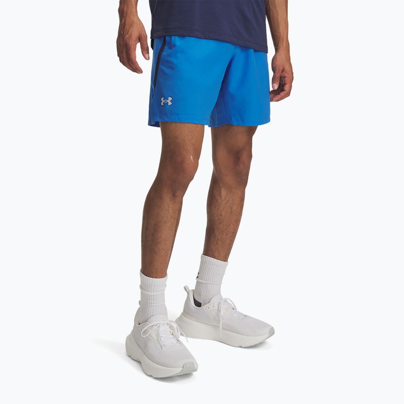 Pantaloni scurți de alergare pentru bărbați Under Armour Launch 7" blue atlantis/washed navy/reflective