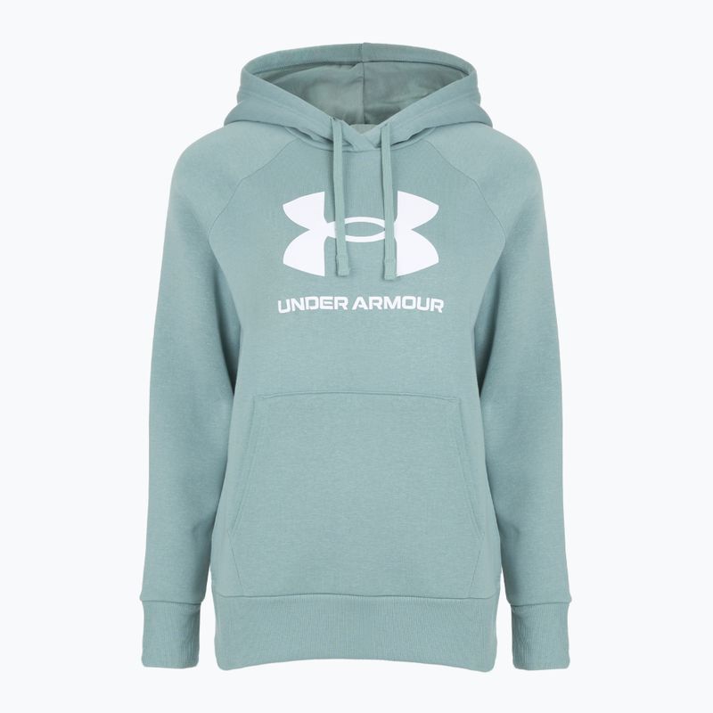 Hanorac pentru femei Under Armour Rival Fleece Big Logo Hoody serpentine/white 4