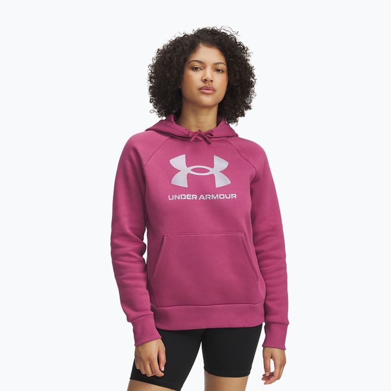 Hanorac pentru femei Under Armour Rival Feelce Shimmer Hoody fuchsia dusk/irisdescent