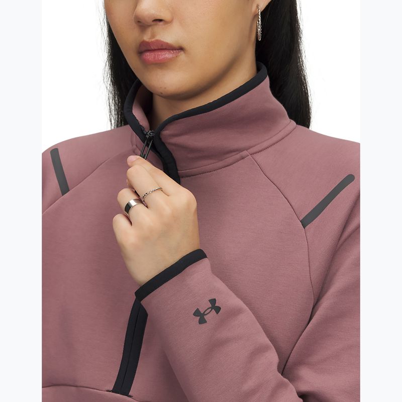 Bluză de antrenament pentru femei Under Armour Unstoppable Fleece HZ maroon mist/black 3