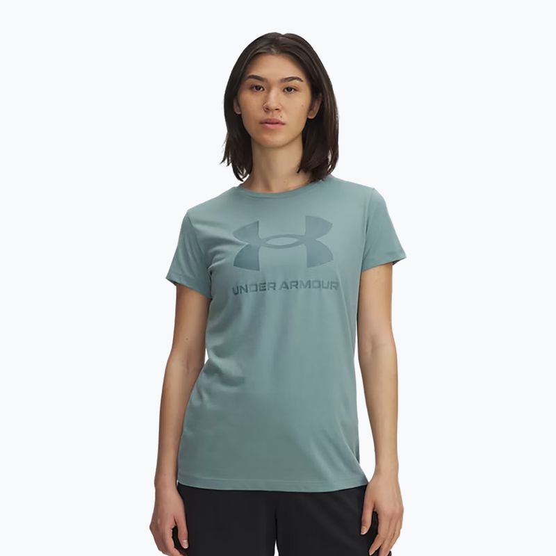 Tricou de antrenament pentru femei Under Armour Rival Logo serpentine/jasper blue