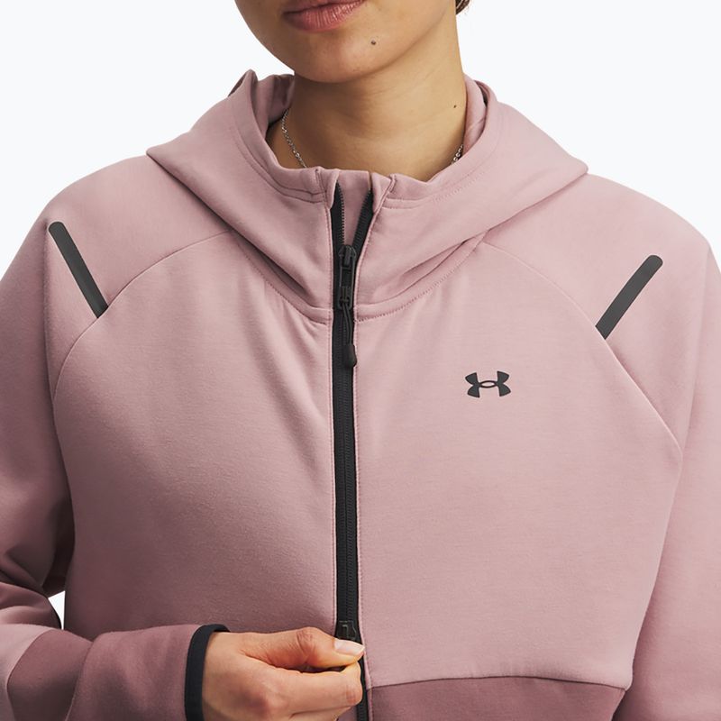 Bluză pentru femei Under Armour Unstoppable Fleece HZ tourmaline pink/maroon mist/black 3