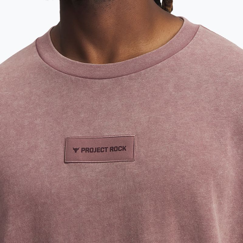 Tricou de antrenament bărbați Under Armour Project Rock Heavyweight Oversized maroon mist/black 3