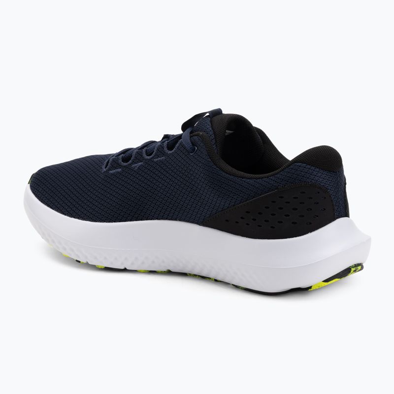 Pantofi de alergare pentru bărbați Under Armour Charged Surge 4 washed navy/black/high vis yellow 3