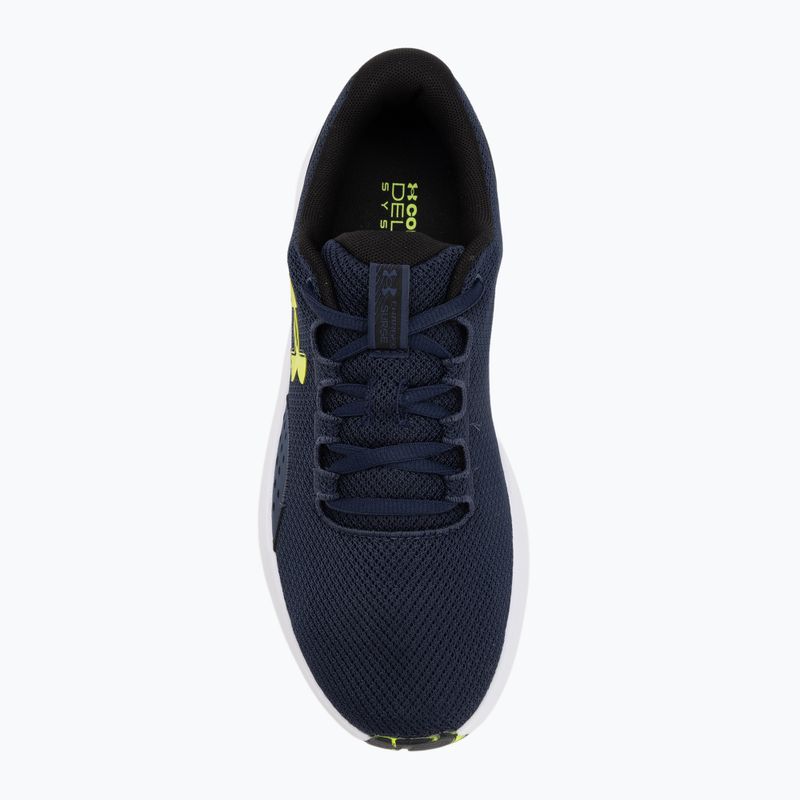 Pantofi de alergare pentru bărbați Under Armour Charged Surge 4 washed navy/black/high vis yellow 5