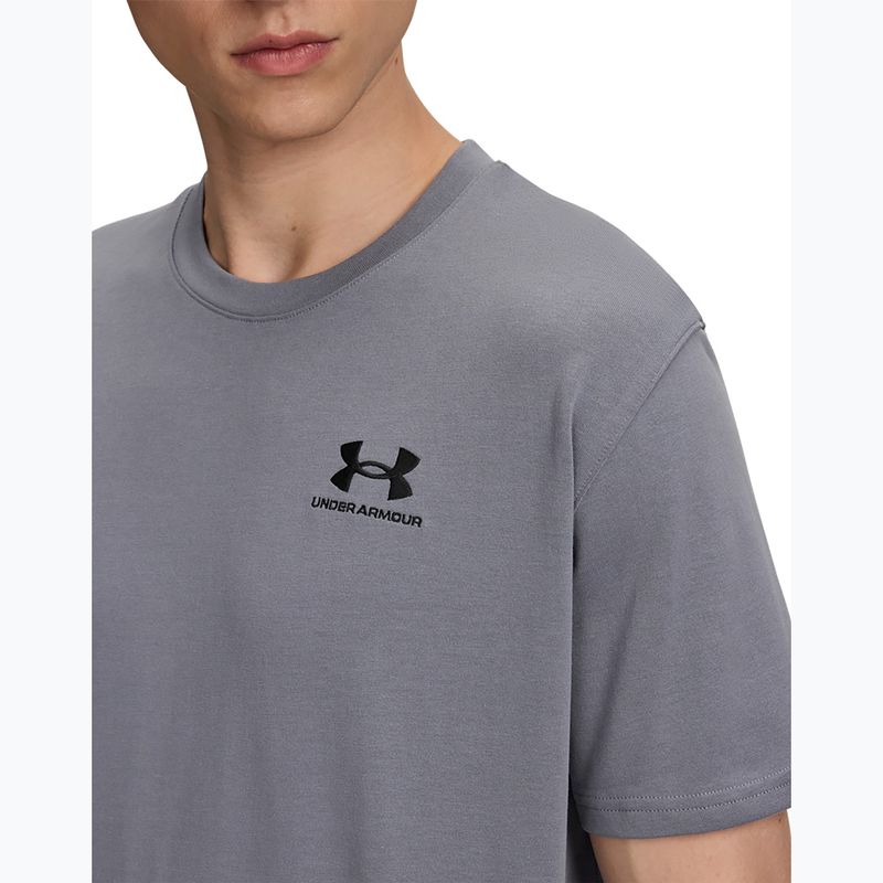 Tricou de antrenament pentru bărbați Under Armour Logo Emb Heavyweight titan gray/black 3
