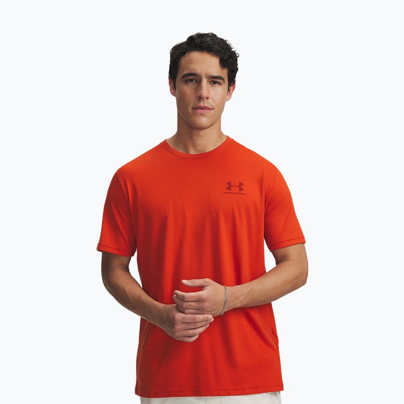 Tricou pentru bărbați  Under Armour Sportstyle Left Chest surplus orange/cinna red