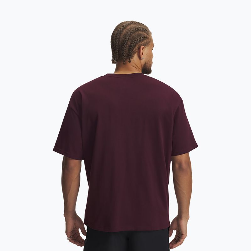 Tricou pentru bărbați  Under Armour Logo Heayweight dark maroon/white 2