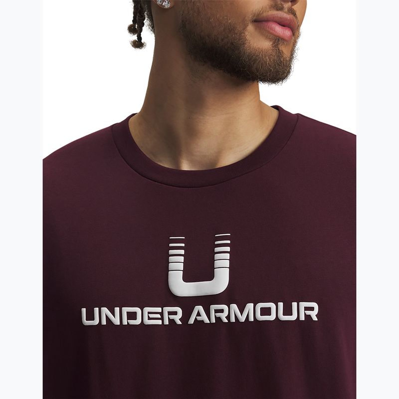 Tricou pentru bărbați  Under Armour Logo Heayweight dark maroon/white 3