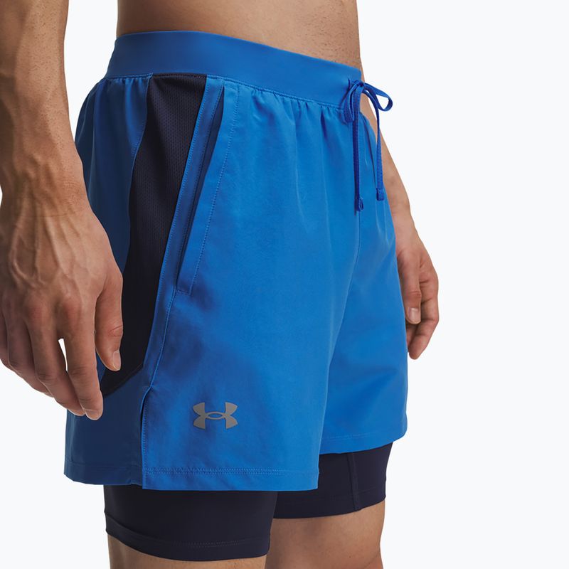 Pantaloni scurți de alergare pentru bărbați Under Armour Launch 5" 2in1 blue atlantis/washed navy/reflective 4