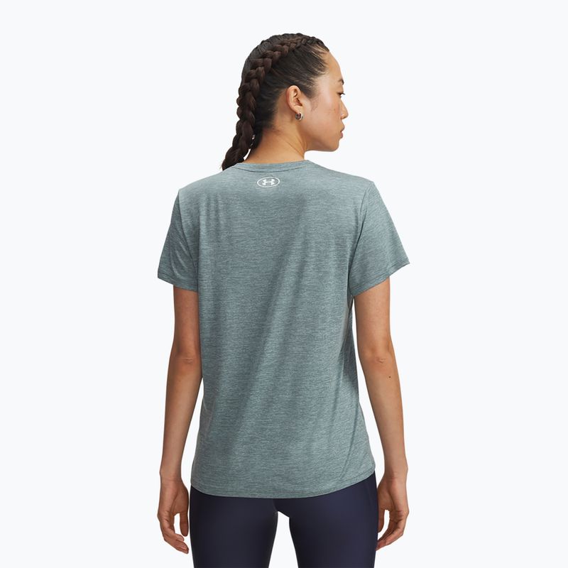Tricou de antrenament pentru femei Under Armour Tech V-Twist jasper blue/white 2