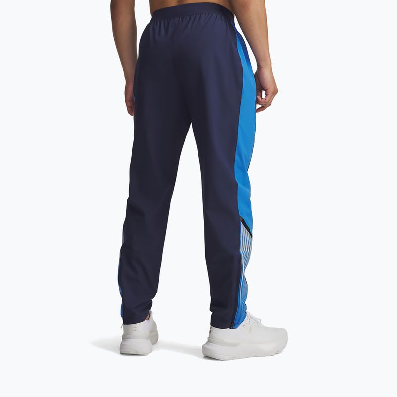 Pantaloni de alergare pentru bărbați Under Armour Velociti Storm washed navy/blue atlantis/reflective 3