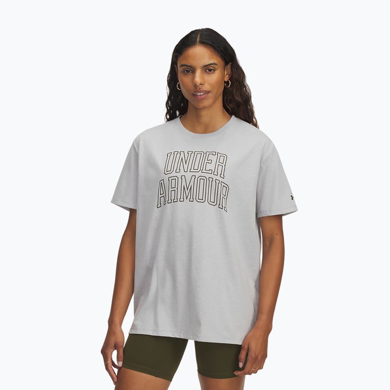 Tricou de antrenament pentru femei Under Armour Rival Campus mod gray light heather/expedition green