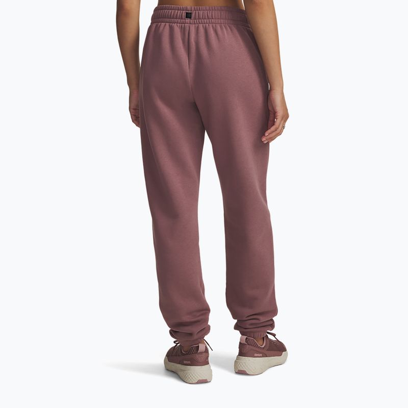 Pantaloni de antrenament pentru femei Under Armour Project Rock Icon maroon mist/black 2