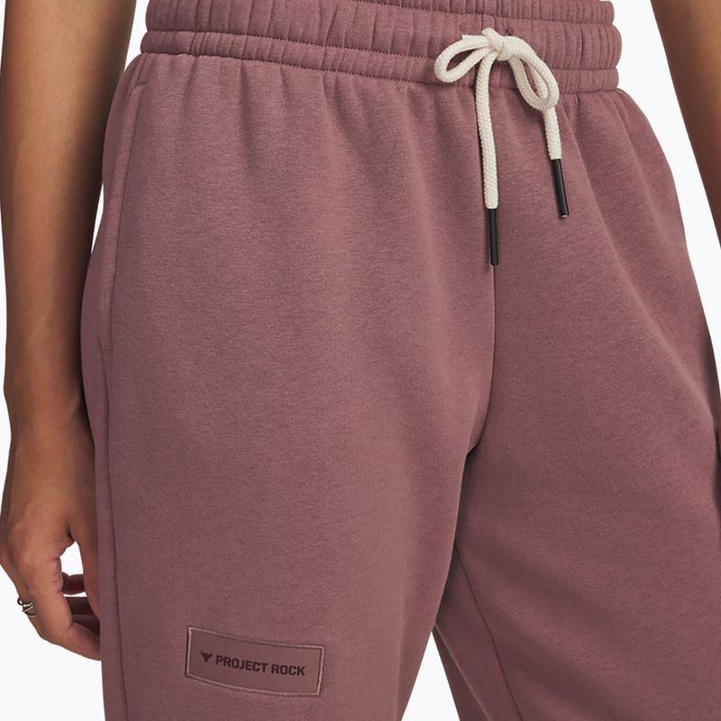 Pantaloni de antrenament pentru femei Under Armour Project Rock Icon maroon mist/black 3