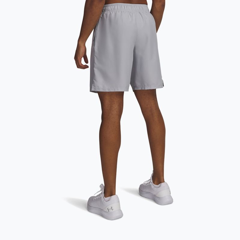 Pantaloni scurți de antrenament pentru bărbați Under Armour Woven Wordmark mod gray/lumos lime 3
