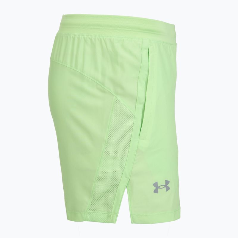 Pantaloni scurți de alergare pentru bărbați Under Armour Launch 5" lumos lime/white 3