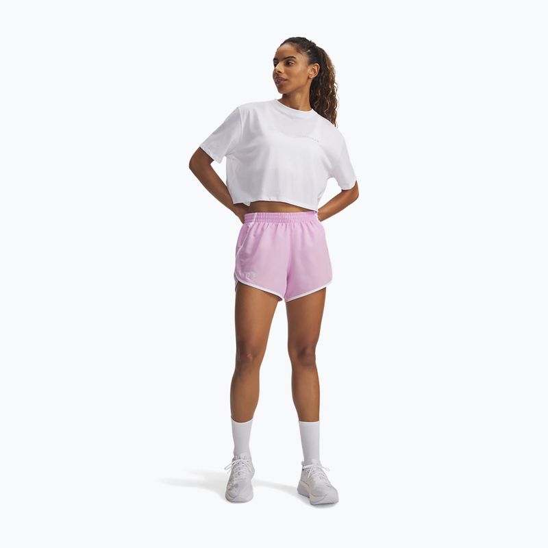 Pantaloni scurți de alergare pentru femei Under Armour Fly By 3" pink dawn/white 2