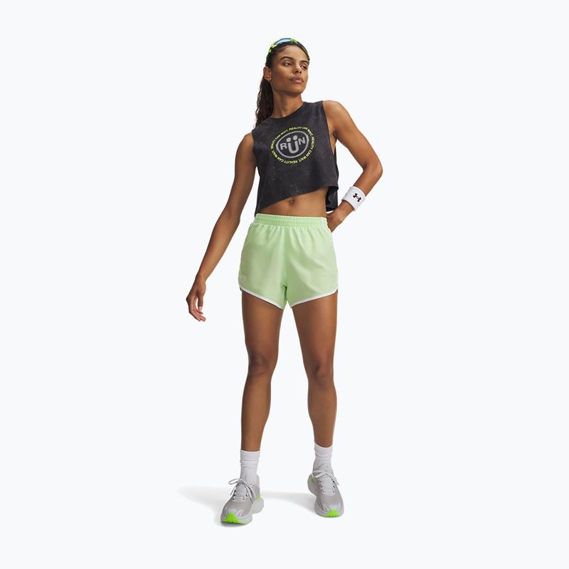 Pantaloni scurți de alergare pentru femei Under Armour Fly By 3" lumos lime/white 2
