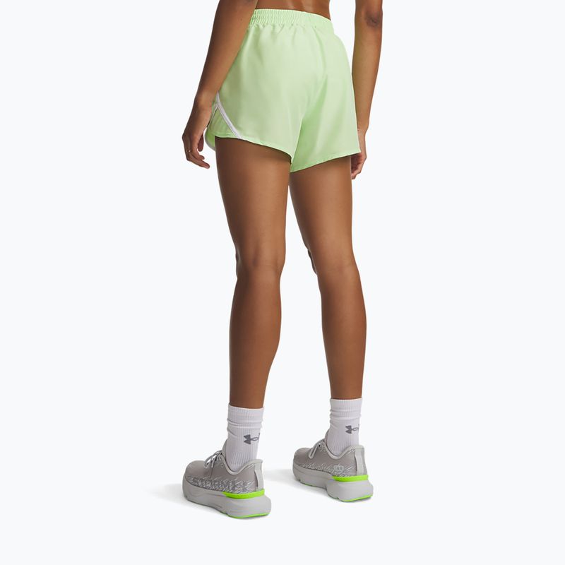 Pantaloni scurți de alergare pentru femei Under Armour Fly By 3" lumos lime/white 3