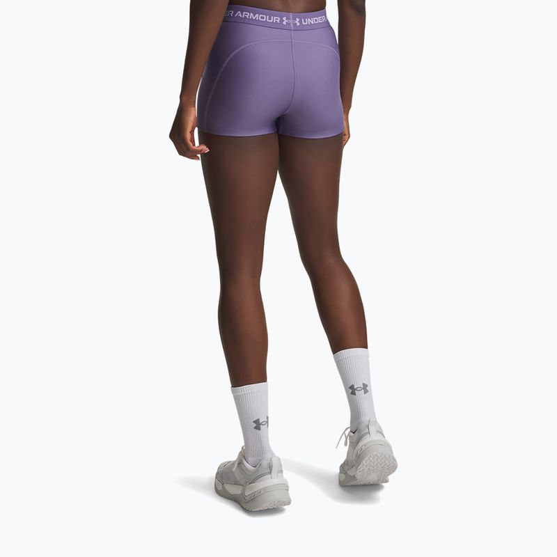 Pantaloni scurți de antrenament pentru femei Under Armour HeatGear Shorty purple luxe/purple crest 3