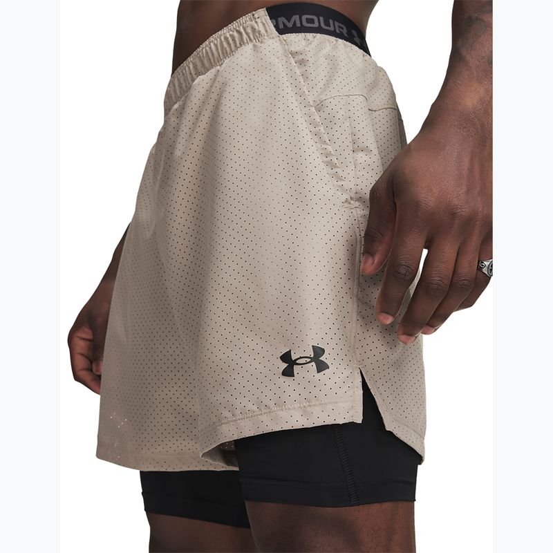 Pantaloni scurți de antrenament pentru bărbați Under Armour Vanish Woven 2.0 2IN1 Shorts timberwolf taupe/black 4