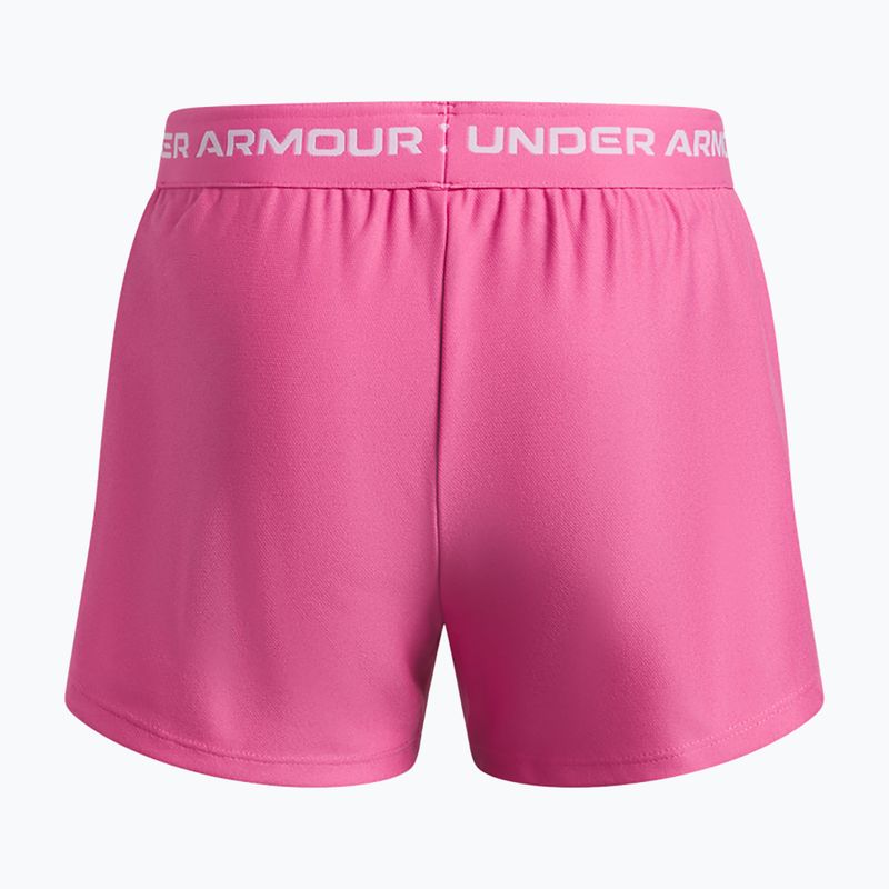 Pantaloni scurți de antrenament pentru copii Under Armour UA Tech Play Up 2IN1 Shorts pink frenzy/white 2