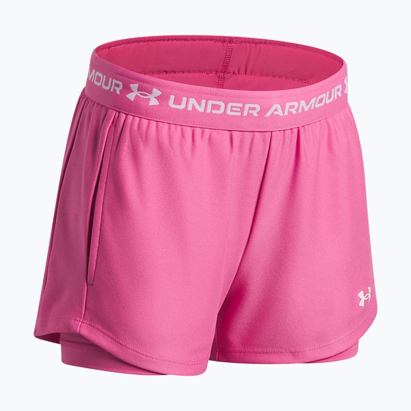 Pantaloni scurți de antrenament pentru copii Under Armour UA Tech Play Up 2IN1 Shorts pink frenzy/white 3