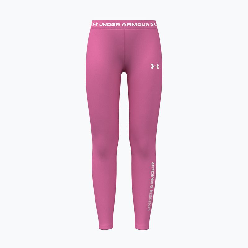 Colanți pentru copii Under Armour HeatGear Branded Leggings pink frenzy/white