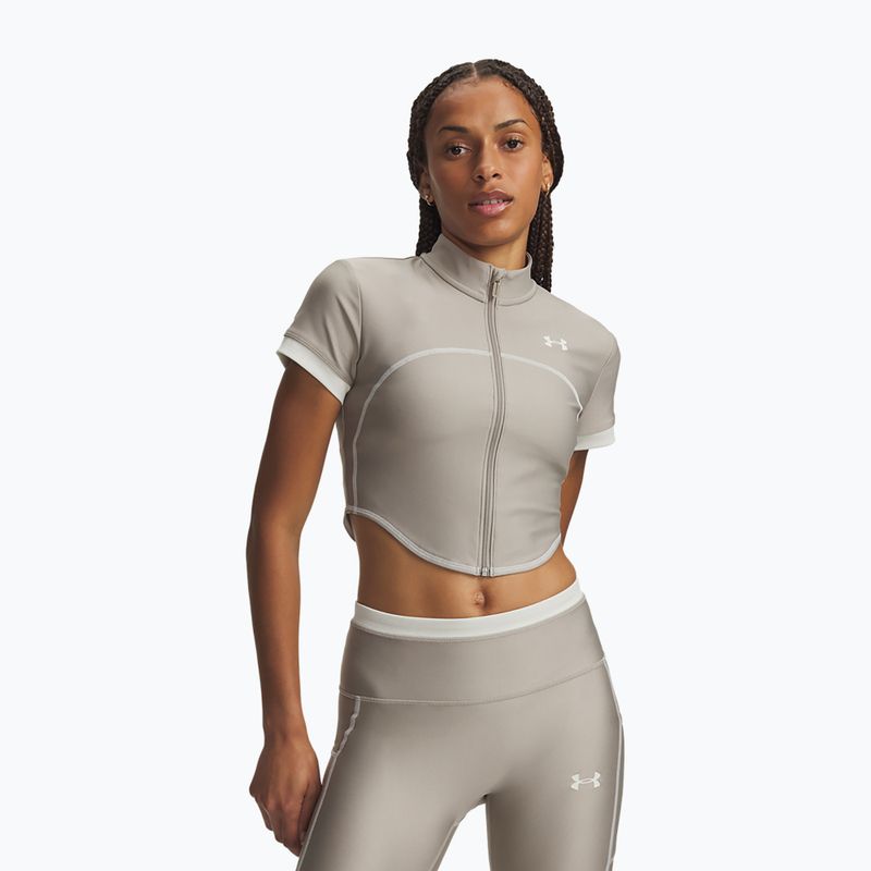 Tricou de antrenament pentru femei Under Armour HeatGear Novelty timberwolf taupe/summit white
