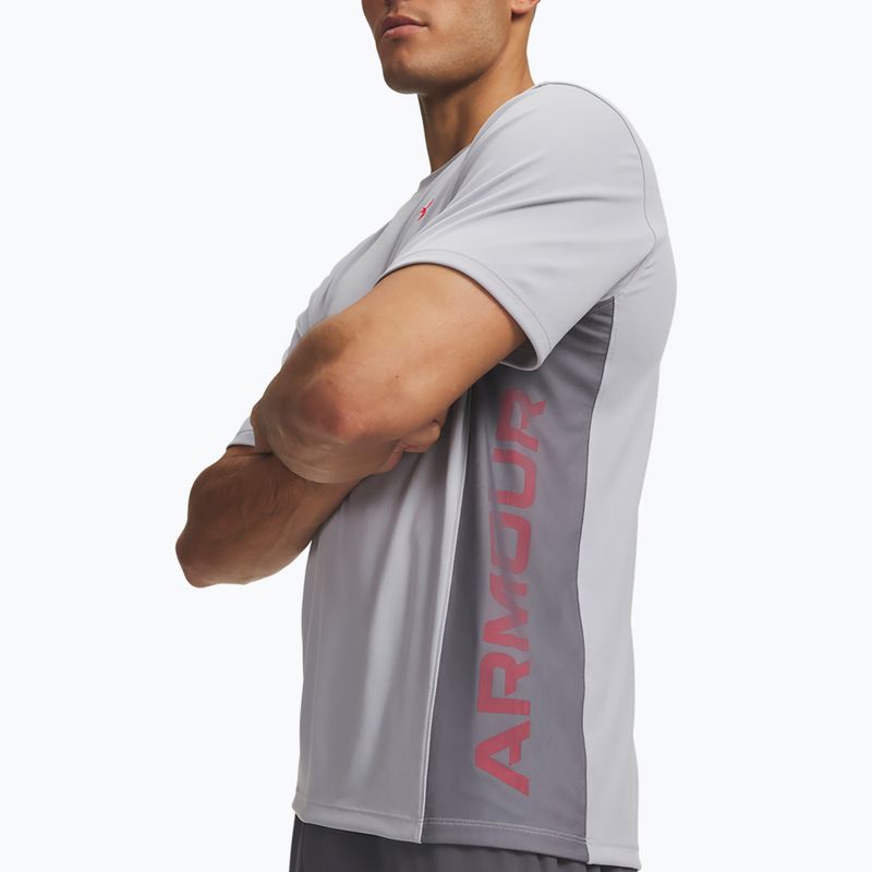 Tricou de antrenament bărbați Under Armour Tech Utility SS mod gray/racer red 3
