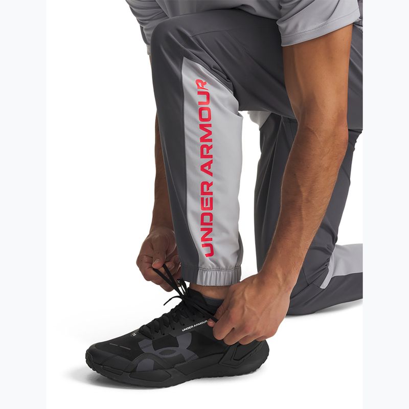 Pantaloni de antrenament pentru bărbați Under Armour Tech Utility Woven Pants castlerock/mod gray/racer red 5