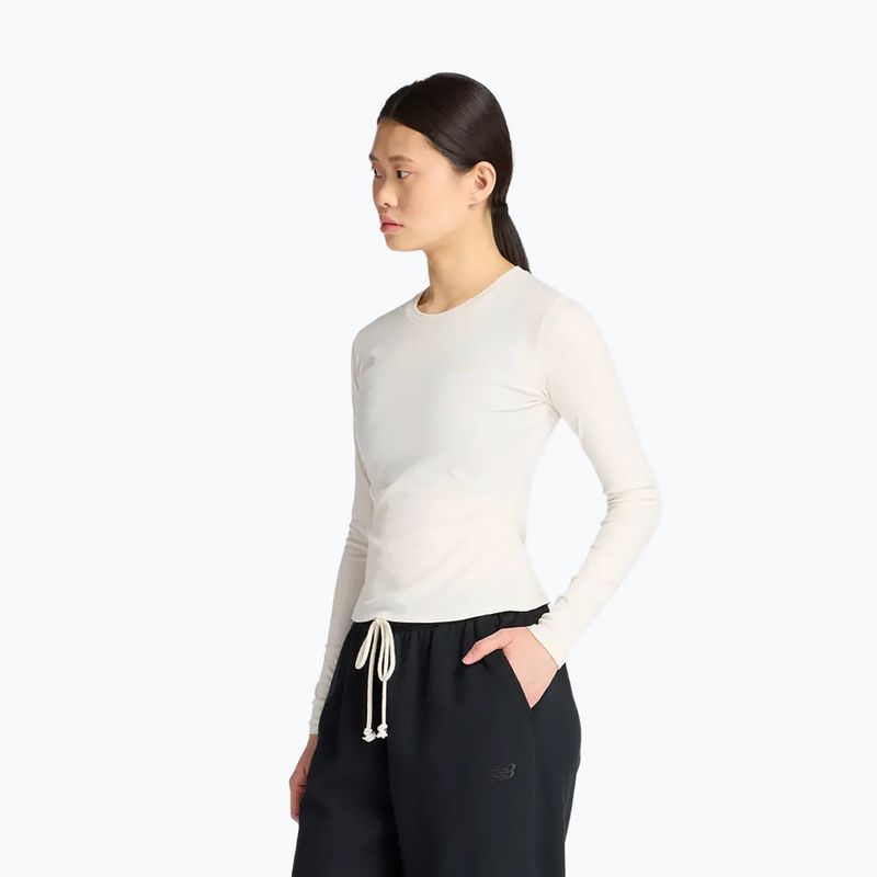 Bluză cu mânecă lungă pentru femei New Balance Micro-Rib albă 3