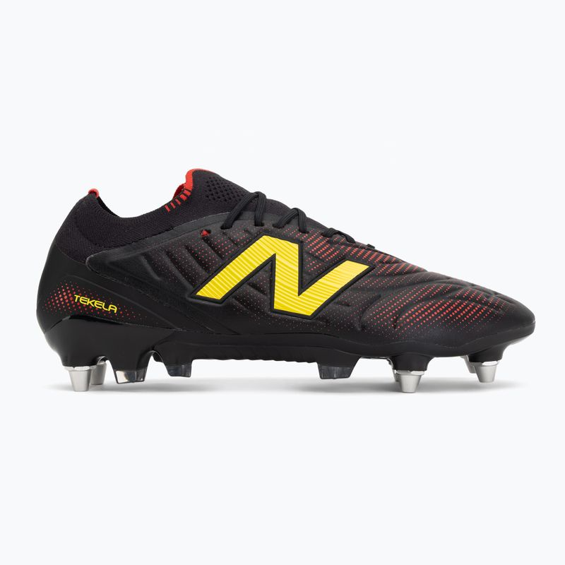 Ghete de fotbal New Balance Tekela Elite Low V5 SG black 100/punch yellow/fire cracker 2
