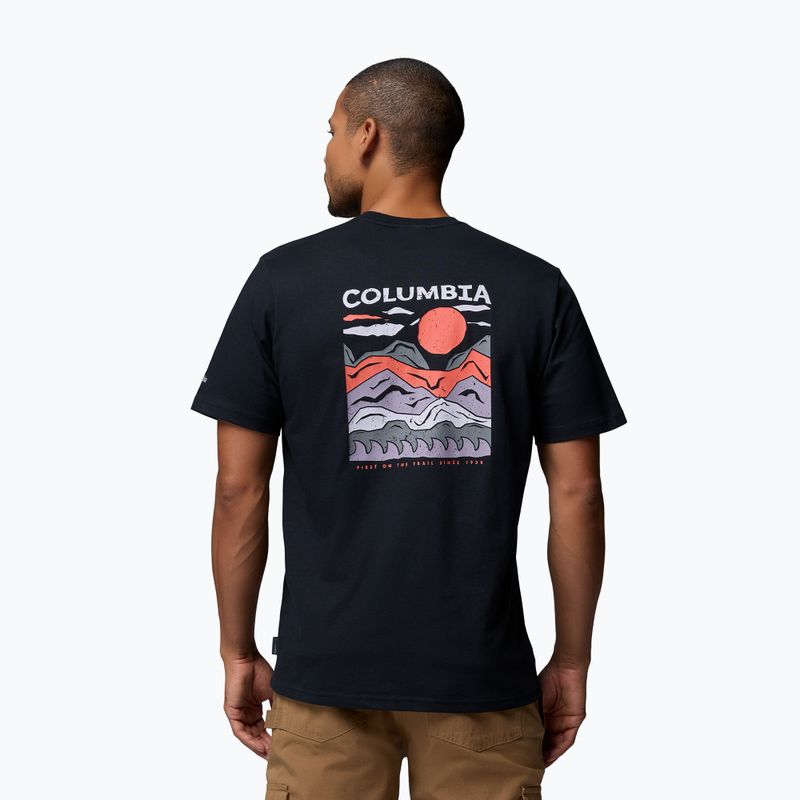 Tricou de trekking pentru bărbați Columbia Explorers Canyon Back black/peaks and waves 3