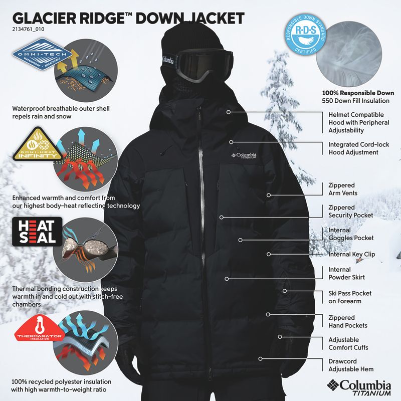 Geacă de schi pentru bărbați Columbia Glacier Ridge Down black 15