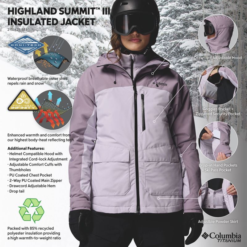Geacă de schi pentru femei Columbia Highland Summit III Insulated lavender pearl/shale purple 14