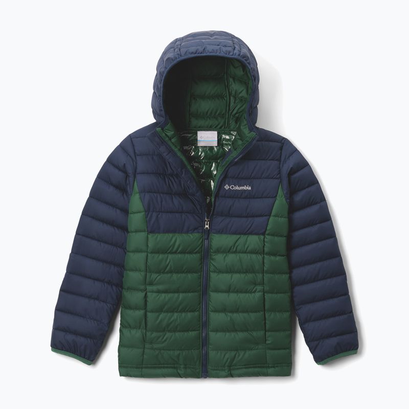 Geacă pentru copii Columbia Powder Lite II Hooded rain forest/collegiate navy 8