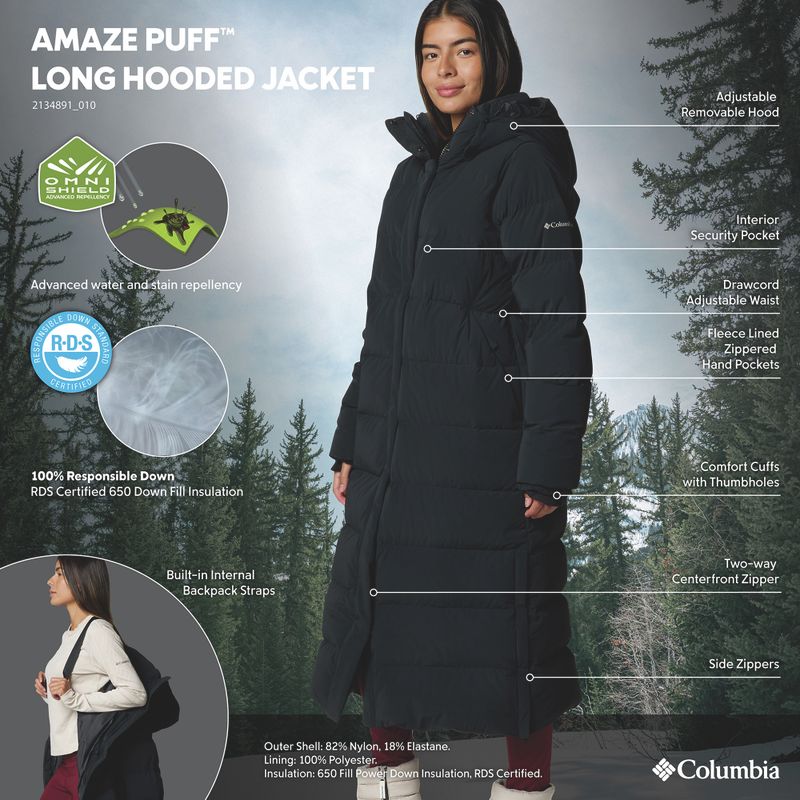 Palton fleece pentru femei Columbia Amaze Puff Long Hooded black 19