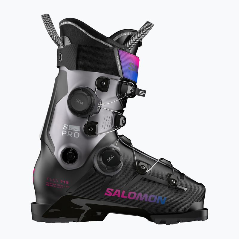 Încălțăminte de schi pentru femei Salomon S/Pro Supra Dual Boa 115 W black/beluga metallic/beetroot purple 6