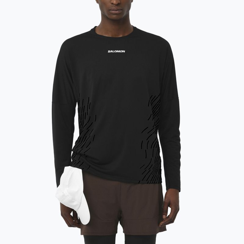 Longsleeve de alergare pentru bărbați Salomon Sense Aero GFX deep black