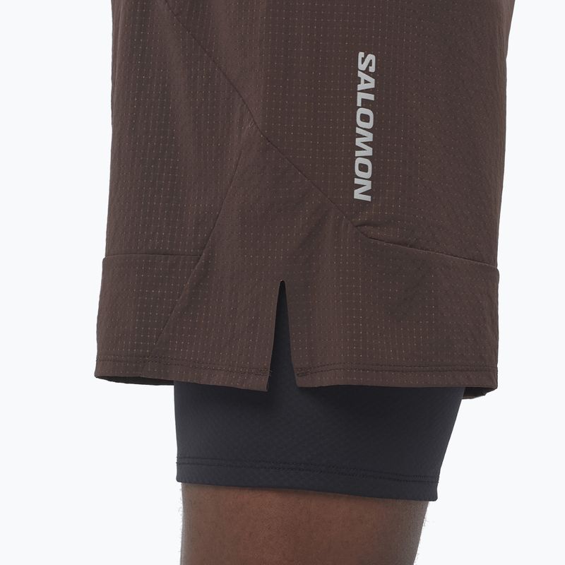 Pantaloni scurți de alergare pentru bărbați Salomon Sense 2IN1 coffee bean 4