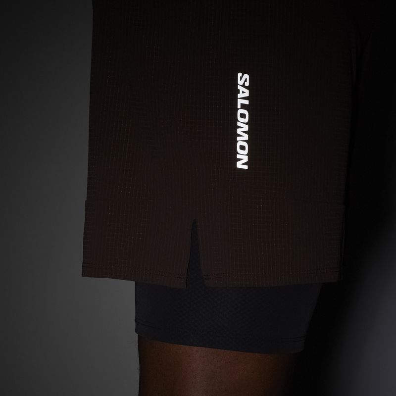 Pantaloni scurți de alergare pentru bărbați Salomon Sense 2IN1 coffee bean 5
