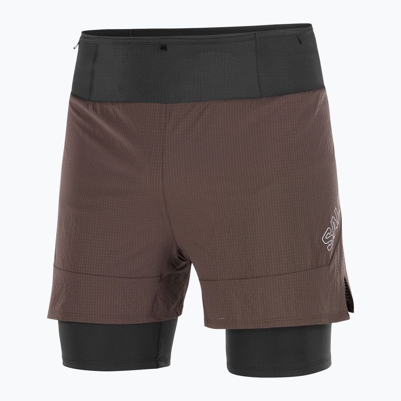 Pantaloni scurți de alergare pentru bărbați Salomon Sense 2IN1 coffee bean 6