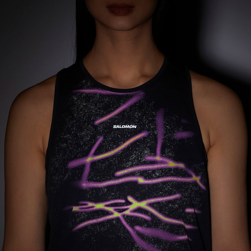 Tricou de alergare pentru femei Salomon Shakeout Core Tank GFX deep black 3