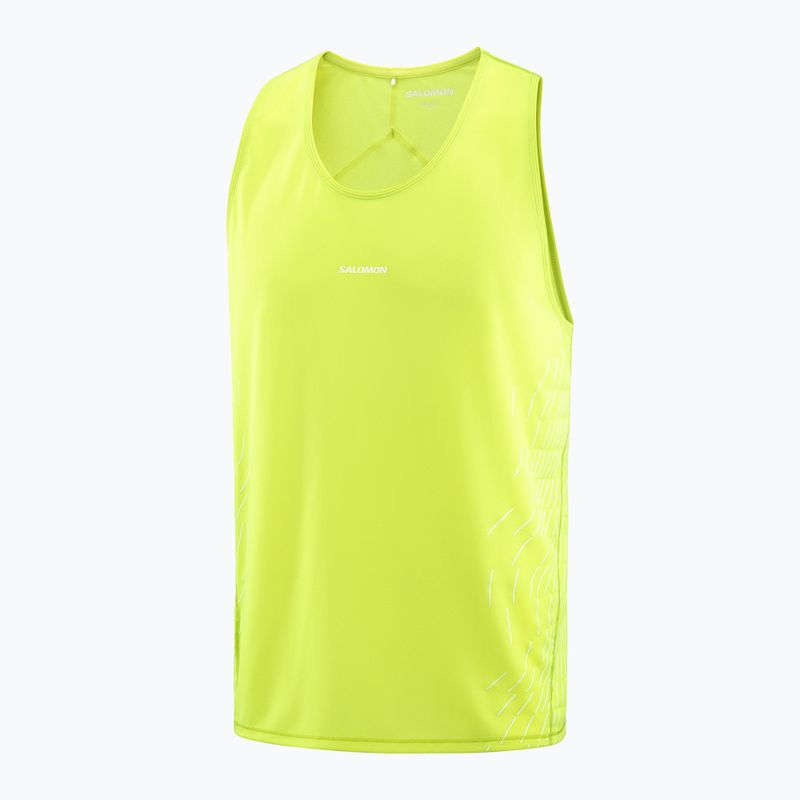 Tricou de alergare pentru bărbați Salomon Sense Aero Singlet GFX acid lime 4