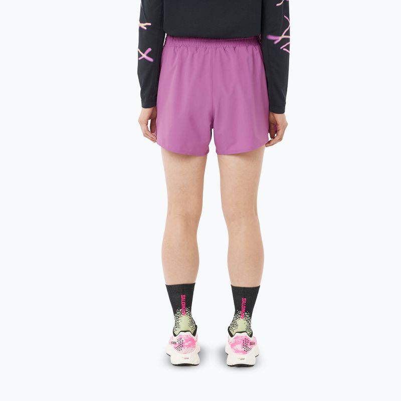 Pantaloni scurți de alergare pentru femei Salomon Shakeout Core 2IN1 4 "iris orchid" 2