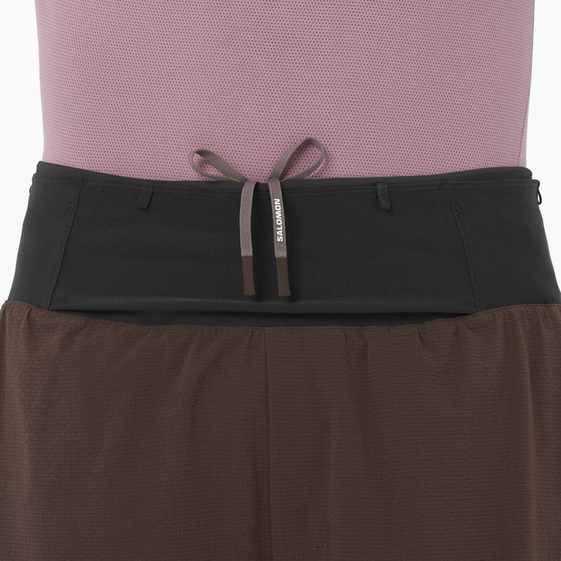 Pantaloni scurți de alergare pentru bărbați Salomon Sense Aero 2IN1 5 "coffee bean" 4