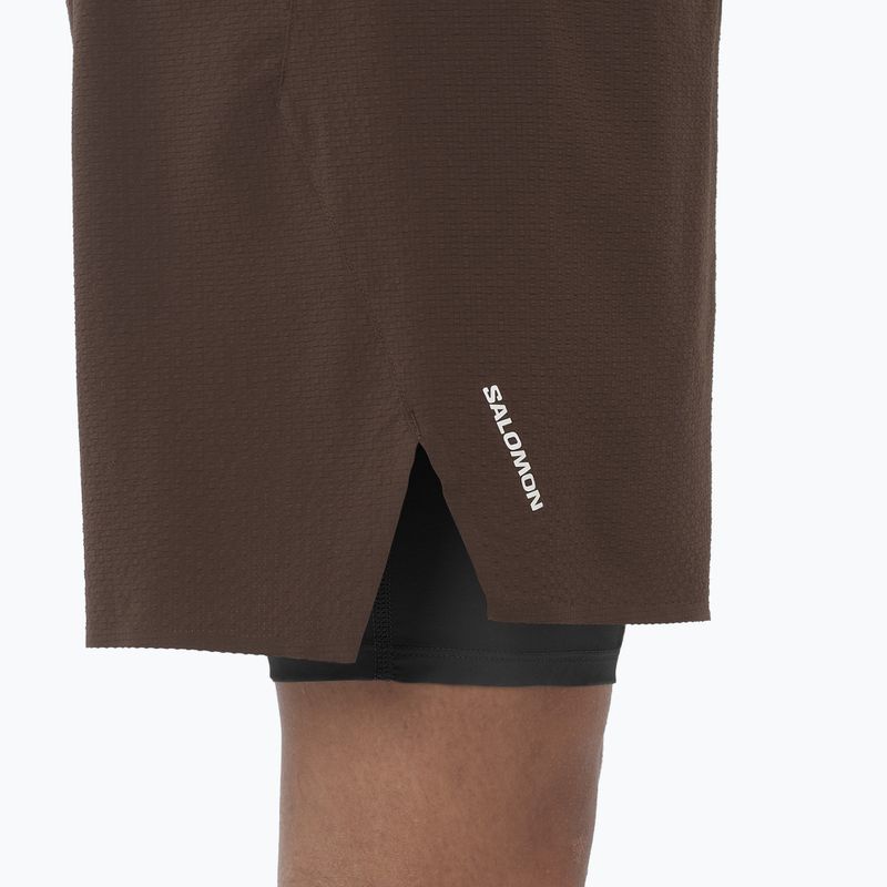 Pantaloni scurți de alergare pentru bărbați Salomon Sense Aero 2IN1 5 "coffee bean" 6