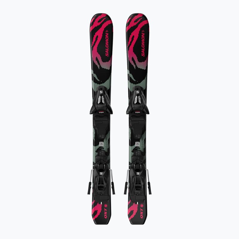 Schiuri de coborâre pentru copii + legături Salomon QST Jr Black XS + C5 GW black/neon punch 2